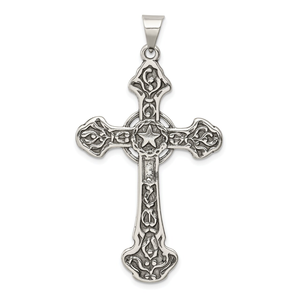 Sterling Silver Cross Pendant Religious Jewelry 54mm x 29.9mm